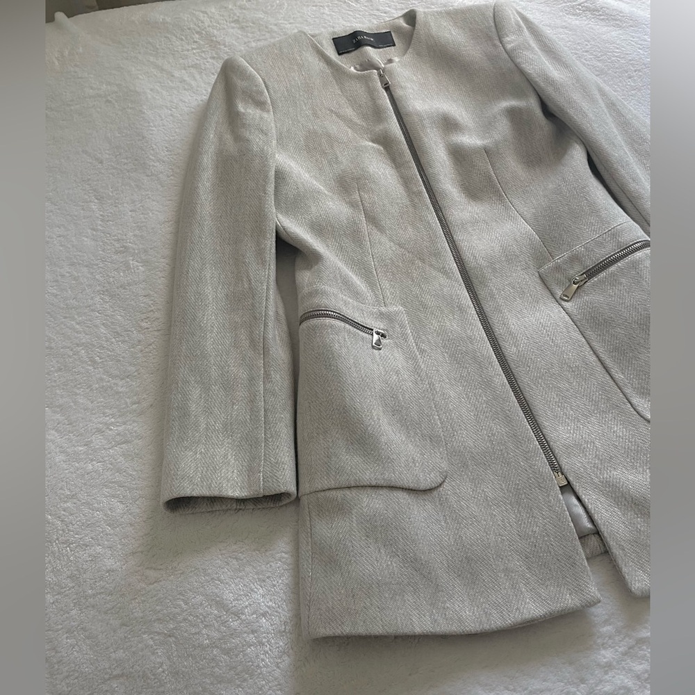 Zara Basic Herringbone Frock Coat - image 3